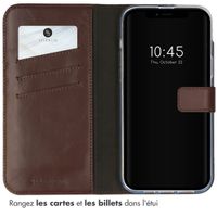 Selencia Étui portefeuille en cuir véritable Apple iPhone 14 - Marron
