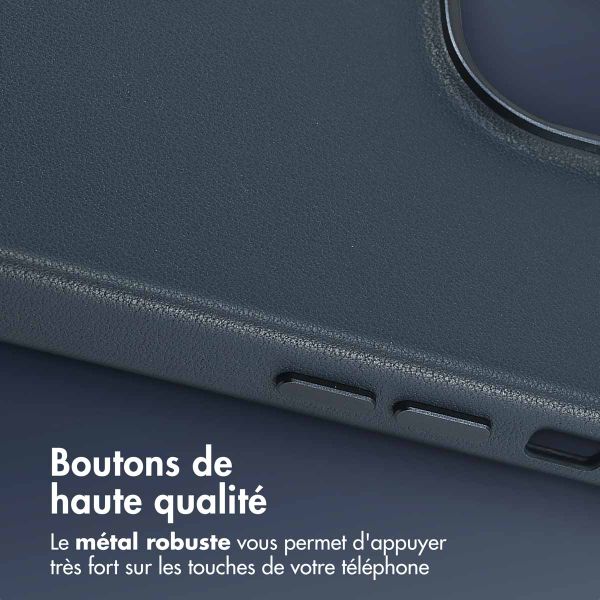 Accezz Coque arrière en cuir avec MagSafe Apple iPhone 14 Pro Max - Nightfall Blue