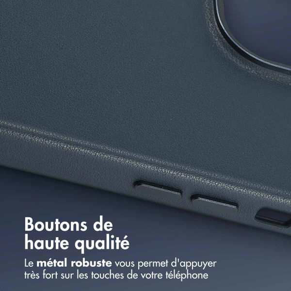 Accezz Coque arrière en cuir avec MagSafe iPhone 14 Pro Max - Nightfall Blue