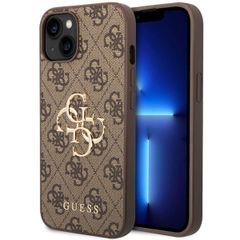 Guess Coque 4G Metal Logo Backcover Apple iPhone 15 - Marron