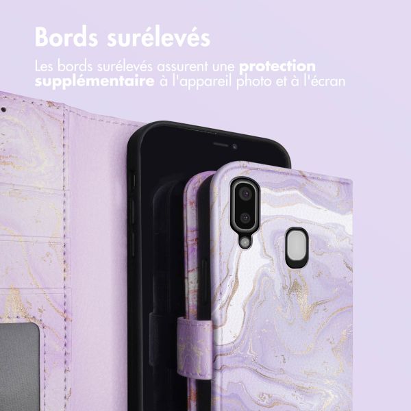 imoshion Étui de téléphone portefeuille Design Samsung Galaxy A20e - Purple Marble