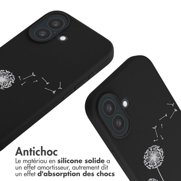 imoshion Coque design en silicone avec cordon Apple iPhone 16 - Dandelion Black