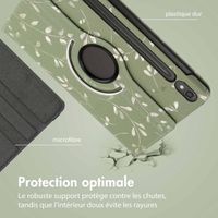 imoshion Coque tablette Design rotatif à 360° Samsung Galaxy Tab S9 11.0 pouces - Green Flowers