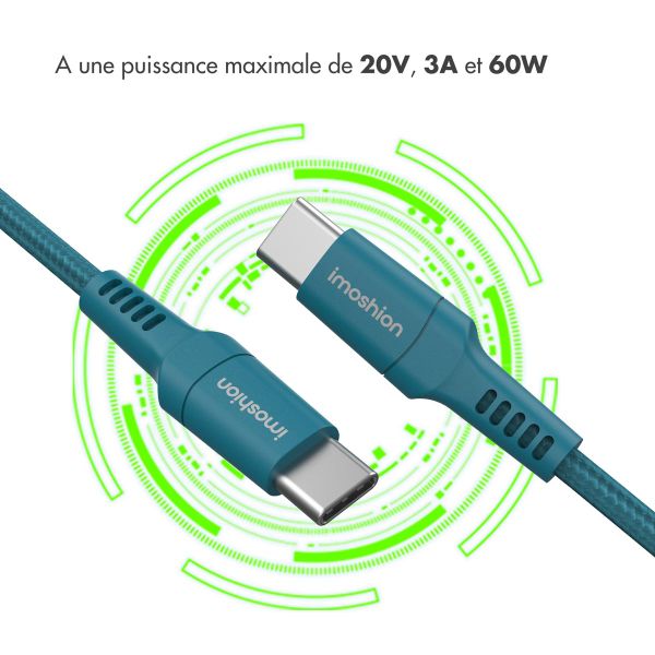 imoshion Braided USB-C vers câble USB-C - 2 mètre - Bleu foncé