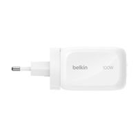 Belkin BoostCharge Pro chargeur GaN 3 ports 100 W avec kit d’adaptateurs de voyage - Blanc