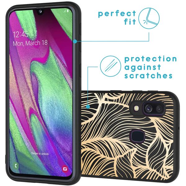 imoshion Coque Design Samsung Galaxy A40 - Feuilles / Noir