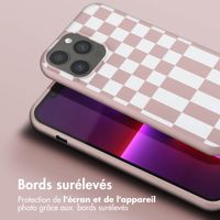 Selencia ﻿Coque design en silicone avec cordon amovible iPhone 13 Pro Max - Irregular Check Sand Pink