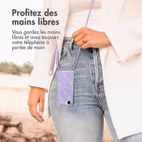 imoshion Coque Design avec cordon Apple iPhone 16e - Tropical Violet Flowers Connect