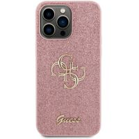 Guess Coque 4G Metal Logo Glitter Backcover iPhone 15 Pro Max - Rose