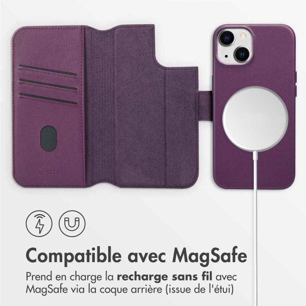 Accezz Étui de télephone portefeuille en cuir 2-en-1 avec MagSafe Apple iPhone 14 - Heath Purple