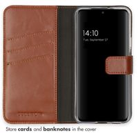 Selencia Étui portefeuille en cuir véritable Samsung Galaxy S22 - Marron clair