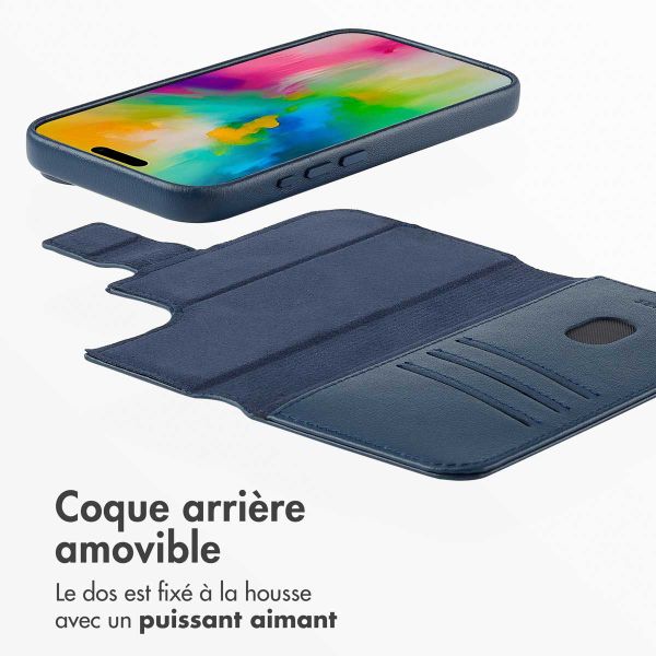 Accezz Étui de téléphone portefeuille en cuir 2-en-1 avec MagSafe iPhone 16  - Nightfall Blue