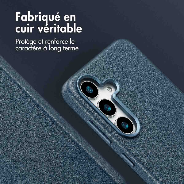 Accezz Coque arrière en cuir avec Magsafe Samsung Galaxy S25 Plus - Nightfall Blue