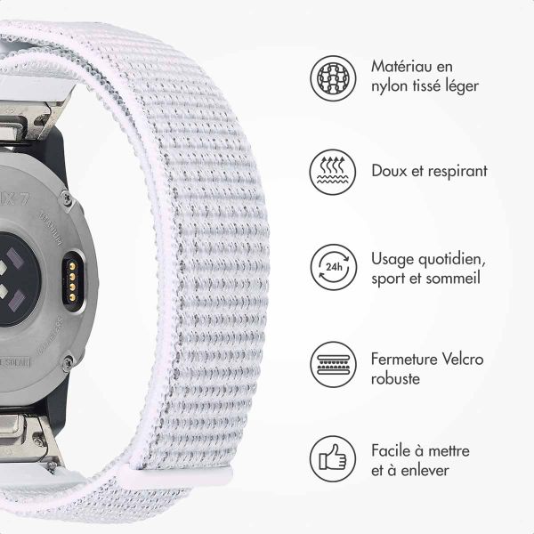imoshion Bracelet QuickFit® en nylon  - Connexion Garmin 22 mm - Taille L/XL - Blanc