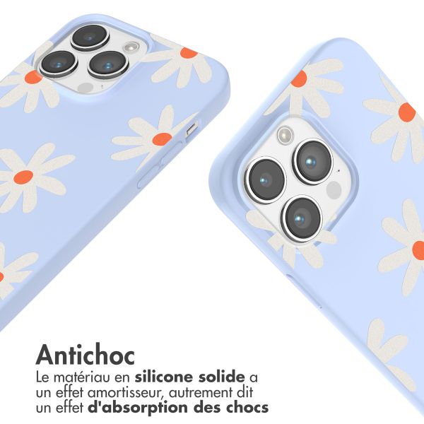 imoshion Coque design en silicone avec cordon iPhone 14 Pro Max - Lila Flower Distance