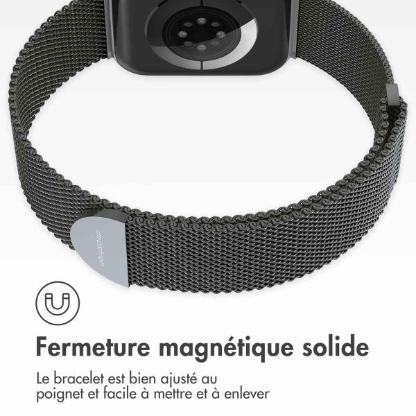 imoshion Bracelet magnétique milanais Apple Watch Series 1 - 11 / SE / Ultra (44/45/46/49 mm) - Taille S - Space Grey