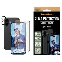 PanzerGlass ﻿Pack 2-en-1 - Protection d'écran antibactérienne Ultra-Wide Fit avec applicateur + Protection de caméra Apple iPhone 16
