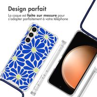 imoshion Coque Design avec cordon Samsung Galaxy S23 FE - Cobalt Blue Flowers Connect