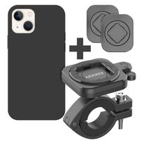 Accezz EasyLock Support de téléphone pour vélo - Avec coque Apple iPhone 14 - Aluminium - Rotation à 360 degrés - Noir