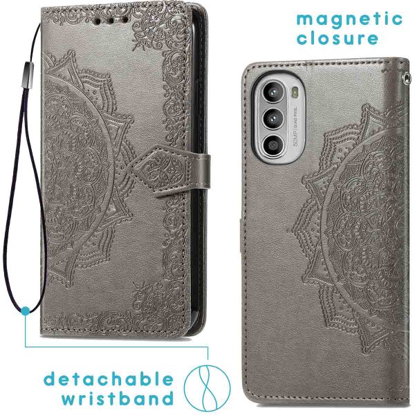 imoshion Etui de téléphone portefeuille Mandala Motorola Moto G52 / G82 - Gris