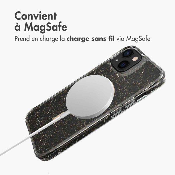 imoshion Coque arrière transparente Pailletée avec MagSafe Apple iPhone 13 - Doré