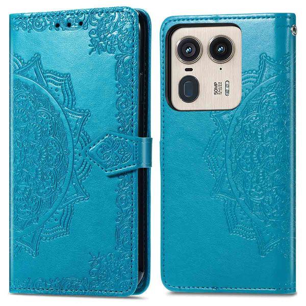 imoshion Etui de téléphone portefeuille Mandala Motorola Edge 50 Ultra - Turquoise