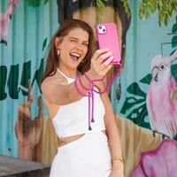 imoshion Coque en silicone avec cordon Apple iPhone 14 - Fluor Roze