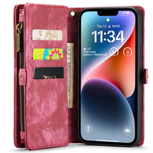 CaseMe Etui de téléphone de luxe en cuir deux iPhone 14 - Rouge