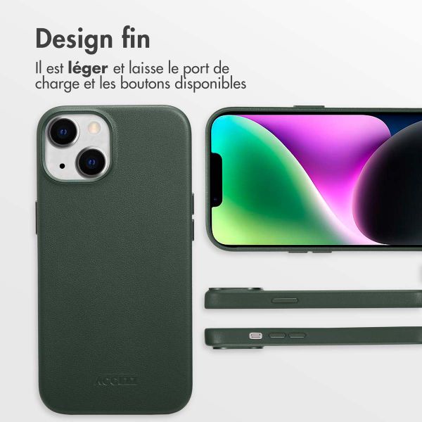 Accezz Coque arrière en cuir avec MagSafe Apple iPhone 14 - Cedar Green