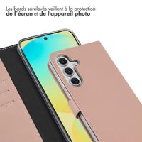 Selencia Étui portefeuille en cuir véritable Samsung Galaxy S25 FE - Dusty Pink