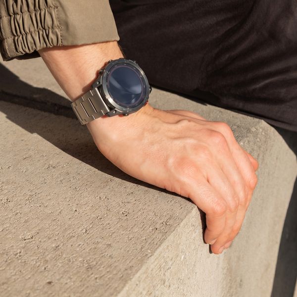 Accezz Bracelet en acier Titane mat  - Connexion Garmin 26 mm - Titanium