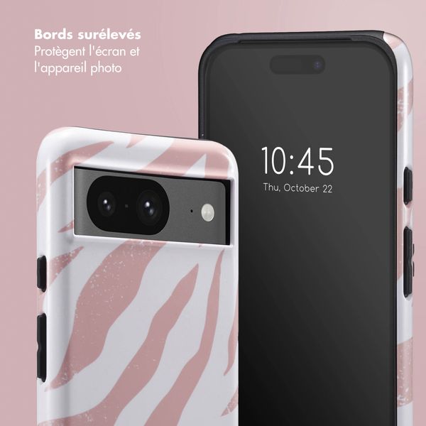 Selencia Coque arrière Vivid Tough Google Pixel 8 - Colorful Zebra Old Pink