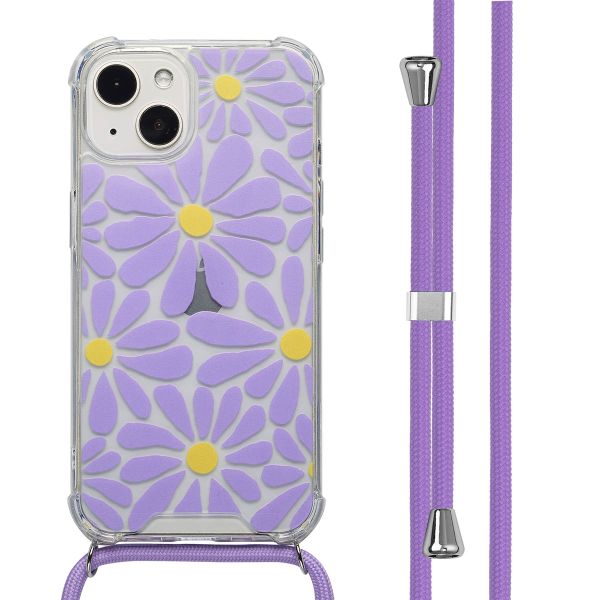 imoshion Coque Design avec cordon Apple iPhone 13 - Tropical Violet Flowers Connect