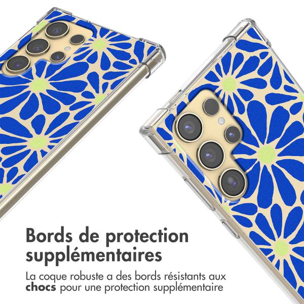 imoshion Coque Design avec cordon Samsung Galaxy S24 Ultra - Cobalt Blue Flowers Connect