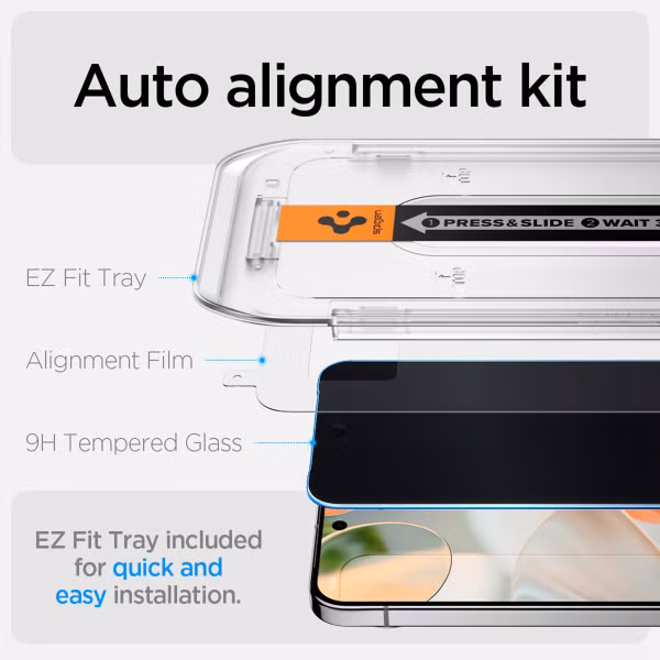 Spigen Protection d'écran en verre trempé GLAStR Privacy Applicator Google Pixel 9 / 9 Pro / 10 / 10 Pro