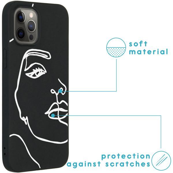 imoshion Coque Design Apple iPhone 12 Pro Max - Visage abstrait - Blanc