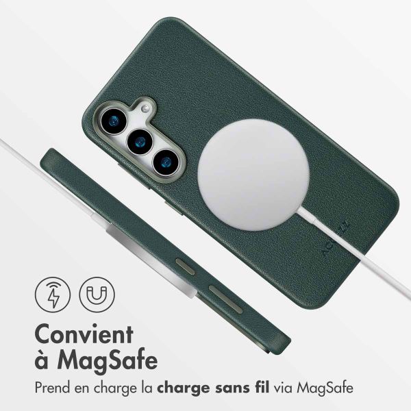 Accezz Coque arrière en cuir avec Magsafe Samsung Galaxy S25 - Cedar Green