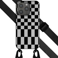 Selencia Coque design en silicone avec cordon amovible Apple iPhone 15 Pro - Irregular Check Black