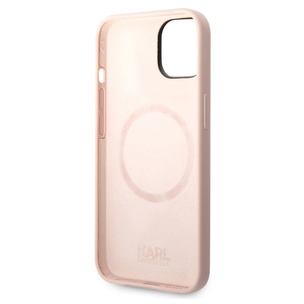 Karl Lagerfeld Coque arrière Karl's Head Liquid Silicone MagSafe iPhone 14 - Rose