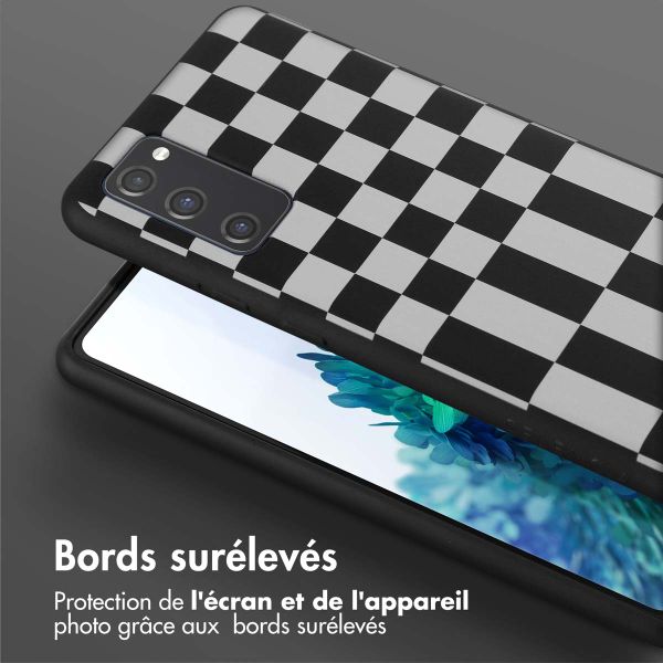 Selencia ﻿Coque design en silicone avec cordon amovible Samsung Galaxy S20 FE - Irregular Check Black