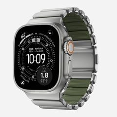 Nomad Bracelet Stratos Apple Watch | 44/45/46/49 mm - Forest Green / Natural Titanium