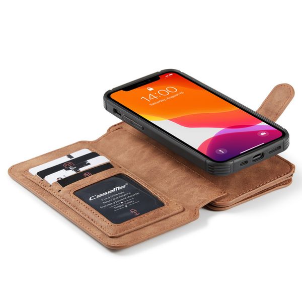 CaseMe Étui luxe 2-en-1 à rabat iPhone 12 (Pro) - Brun