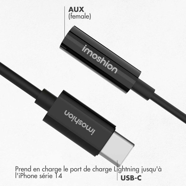 imoshion ﻿Adaptateur AUX - Adaptateur audio USB-C vers 3,5 mm / Jack - USB-C mâle vers AUX femelle - Noir