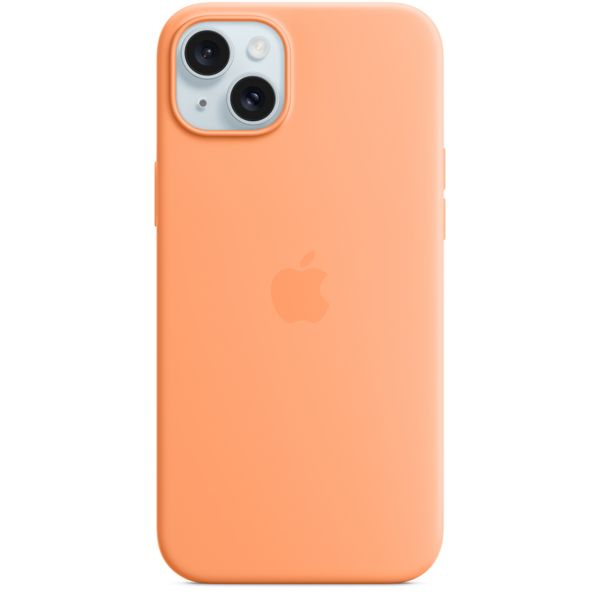 Apple Coque en silicone MagSafe iPhone 15 Plus - Orange Sorbet