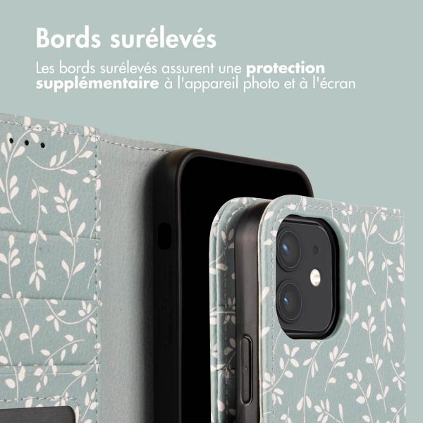 imoshion Étui de téléphone portefeuille Design Apple iPhone 11 - Smoke Green Flowers