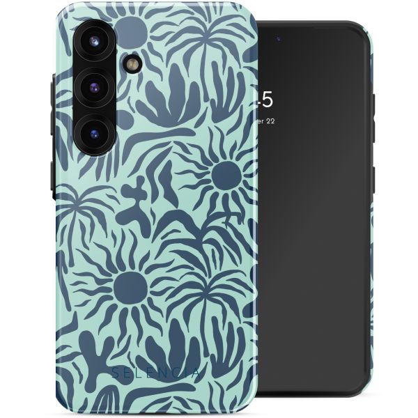 Selencia Coque arrière Vivid Tough Samsung Galaxy S25 - Tropical Vibes Light Blue