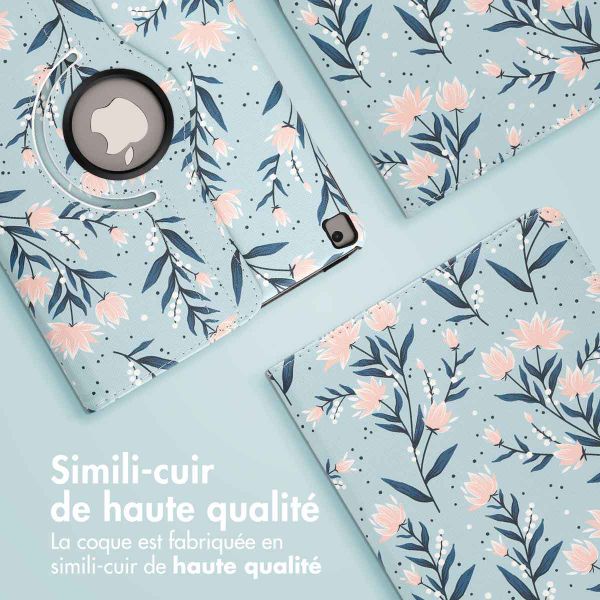 imoshion Coque tablette Design rotatif à 360° Apple iPad 9 (2021) 10.2 pouces / iPad 8 (2020) 10.2 pouces / iPad 7 (2019) 10.2 pouces - Flowers