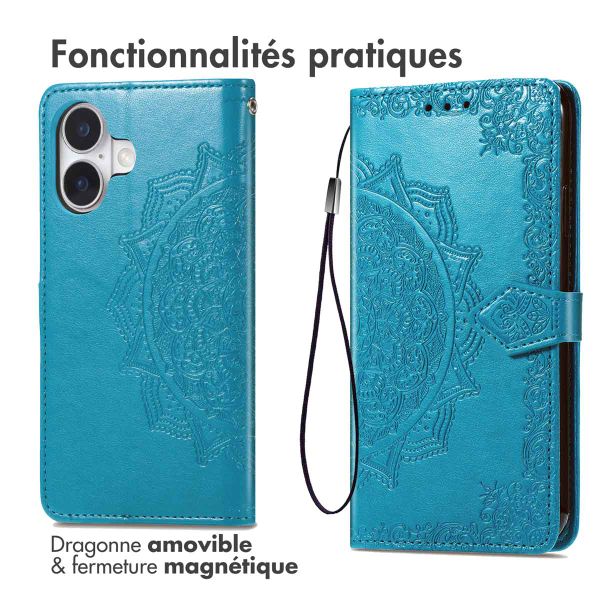 imoshion Etui de télephone Mandala Apple iPhone 16 - Turquoise