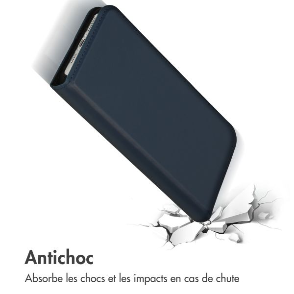 Accezz Étui de téléphone Slim Folio en cuir de qualité supérieure iPhone 14 Pro Max - Bleu foncé