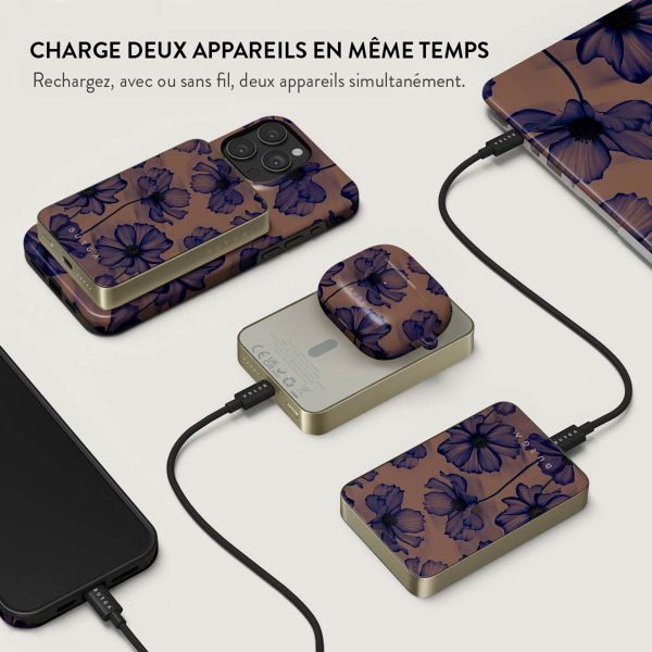 Burga Powerbank magnétique 5 000 mAh - MagSafe et Qi2 - Nuit de velours / Or